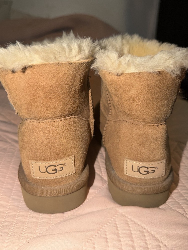 UGG Classic Mini Brown Suede Sheepskin Lined Pull-On Ankle Boots US 5