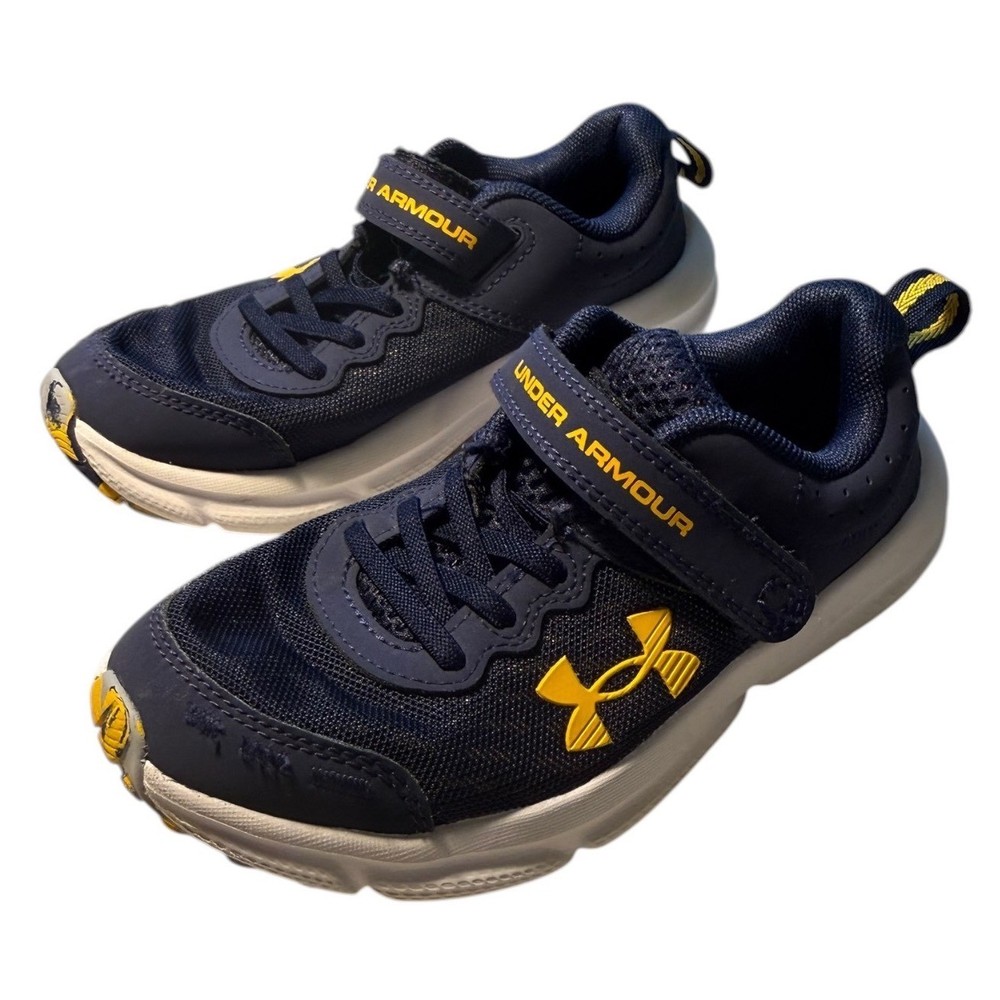 Under Armour Assert 9 AC Navy Yellow Kids Running Shoes 3026183-410 Size 13K