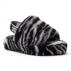 UGG Girls‘ Fluff Yeah Slide Zebra Black/White Animal Print Low Top Size 11