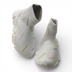 Balenciaga Youth White Multi Logo Speed Sock Sneakers Size EU 23 24 NWB 0003