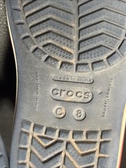 CROCS Size 8 Navy/Red Crocband Sandal ~Unisex Boys/Girls Moulded Croslite Strap