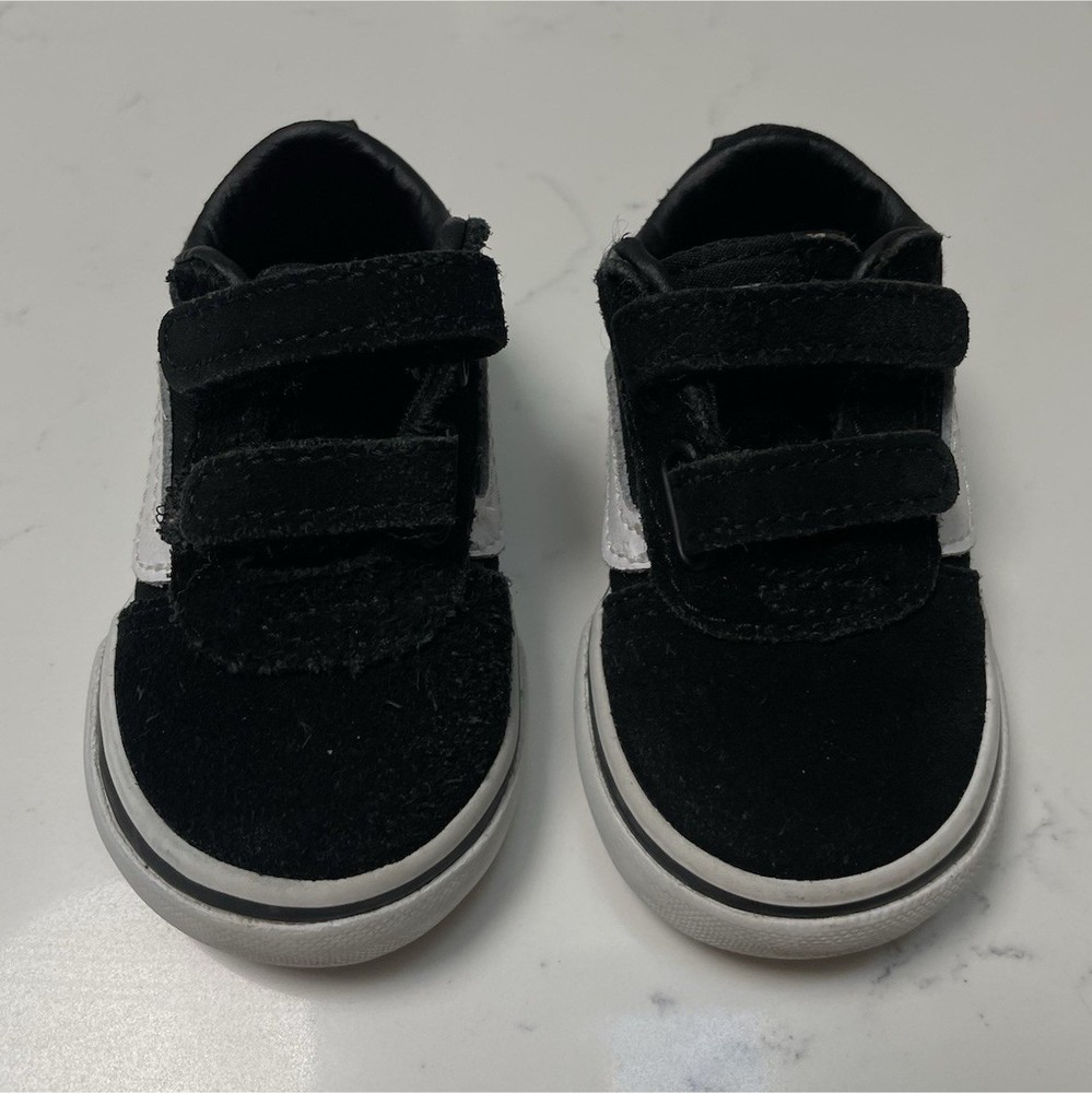 VANS Old Skool Black White Toddler Sneakers US 3 Strap Comfort