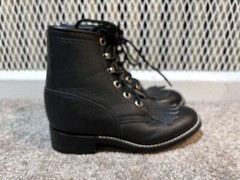 Justin Original Work Boot Black Leather Children’s Size 10.5 Heritage Lacer