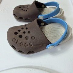Crocs Clogs Kids Size 8 C8 Brown Blue Slip On Comfort Water Shoes Sandals