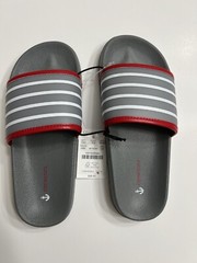 J Crew Crewcuts Kids Unisex Size 2 Pool Slides Sandals Gray Red White Stripe New