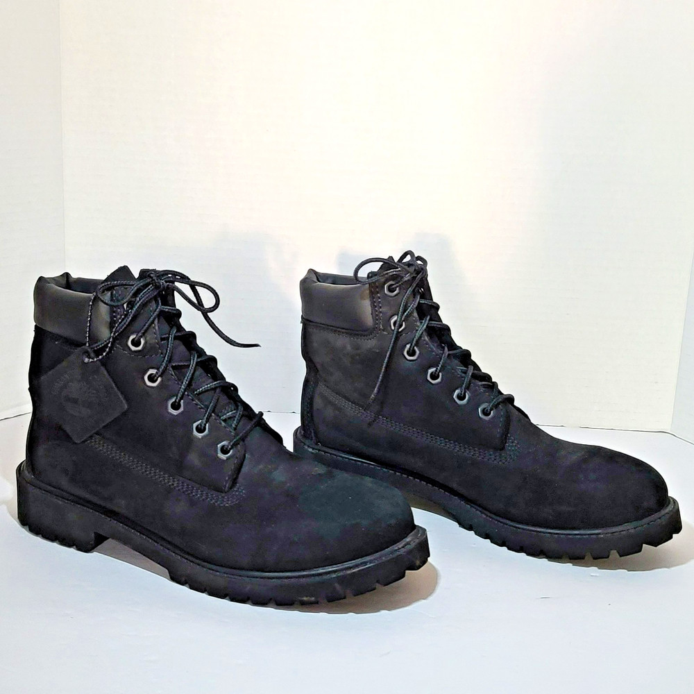 Timberland Premium Outdoor Boots Black Suede Waterproof 12907 US Size 5.5 Junior