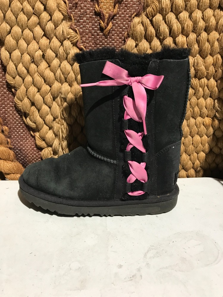 UGG PALA Black BOOTS Pink Ribbon 1017737T WATER RESISTANT ORIGINAL Size 3