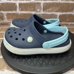 Crocs Crocband Classic Navy Light Blue Slip On Clogs Girls Youth Size 1Y