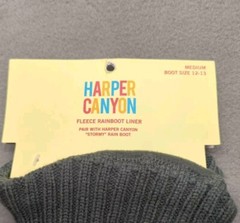 HARPER CANYON FLEECE RAINBOW BOOT LINER KIDS MEDIUM BOOT SIZE 12-13 GRAY