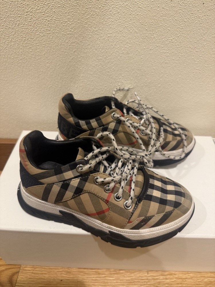 Burberry Check Sneakers Kid’s Athletic Shoes Lace Up Sz 29