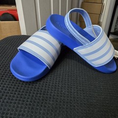 Adidas Adilette Estrap C Slides Size 1K, NIB, Blue And White $25