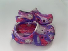 Crocs child size 4 Pink/ Purple/multicolor Marbled Classic Clogs Shoes