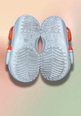 Crocs Rocket Ship Gray Orange Kids C7 Toddler Space Clogs EUC Unisex