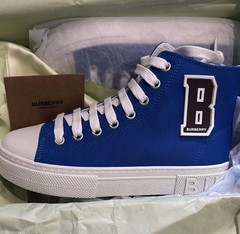 Burberry Mini Jack Canvas High Top Sneakers Blue/White Lace-Up Kids US 3 EU 34