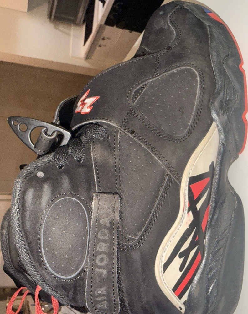 Jordan Air Jordan 8 Black Red White Suede Athletic Shoes Youth 5Y 305368-062