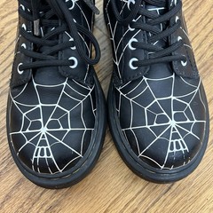 Dr. Martens 1460 Skull Web Leather Lace Up Zipper Side Boots Youth Size US 13