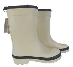 Zara Rain Boots Youth Size 2.5 Ivory Black Rubber Wellie Boot