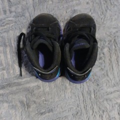 Jordan Black Blue Purple White Mid Top Suede Lace Up Unisex Kids Sneakers