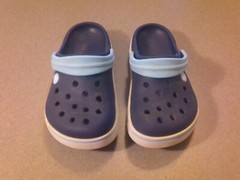 CROCS Crocband Clogs, Navy with Teal Band J2