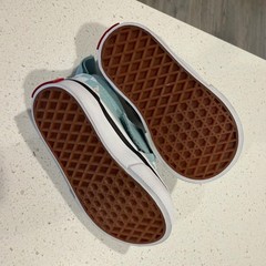 Vans Toddler Slip-On V Checkerboard Teal White Sneakers Size 2.5 US