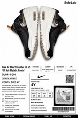 Nike Air Max 90 Leather SE GS Off Noir Metallic Pewter DJ0414-001 Youth 4Y Shoes