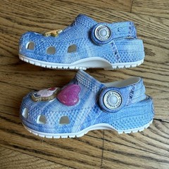 Crocs Classic Denim Patch Clog Little Kid size C5 Toddler Slip On Charms