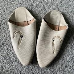 Kids Childrens babouche Leather slippers moroccan Traditional Beige Size 26