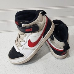 Size 12C- Nike Court Borough Mid 2 White/University Red-Black Kids Youth CUTE