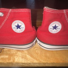 Classic High Top Converse Red With Star logo. Size 9C Unisex.