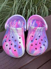 Crocs C4 Pink/ Purple/multicolor Marbled Classic Clogs Shoes Colorful Fun