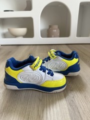 Heelys Youth Size 2 Blue and Yellow Wheels Skate Shoes Great Condition