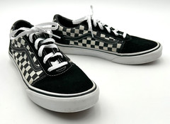 Vans Off the Wall Black/White Checkerboard Suede/Canvas Sneakers-Youth Size 6.5