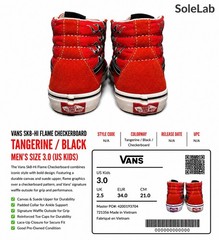 Vans Sk8-Hi Flame Checkerboard Red Black Kids Size 3 Youth Sneakers EUC