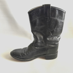 Old West Cry 4110G Youth Boys Size 4 Black Leather Pull On Roper Cowboy Boots