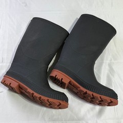 Kids Black Rubber Rain Boots Waterproof Brown Lug Sole Outdoor Shoes