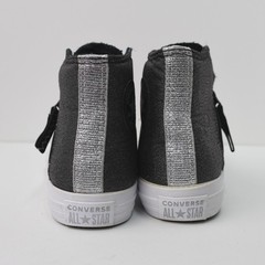 Converse Chuck Taylor All Star High Top Black Silver Metallic Side Zip Kids 1.5