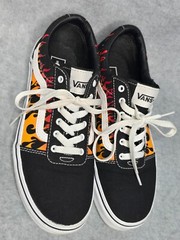 VANS Old Skool Trainers Kids Digi Flame Black Orange Youth Size 6 Sneakers Skate