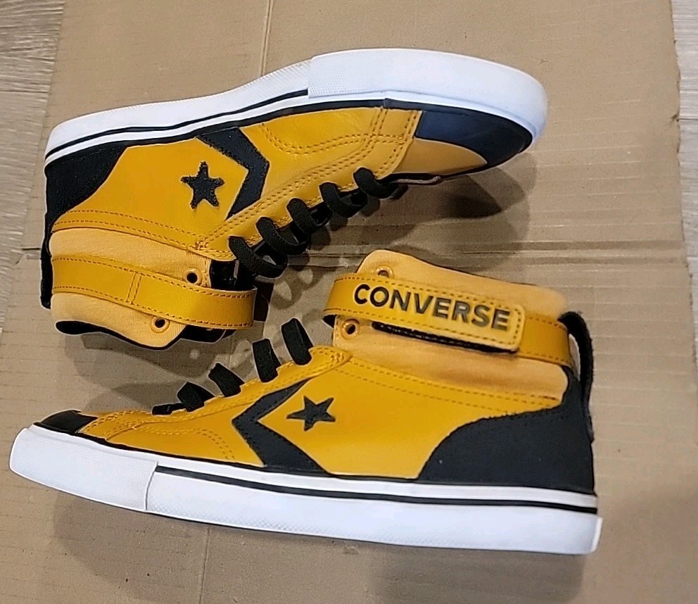 CONVERSE ALL STAR Yellow Black Hi Top Kids Sneakers Youth Size US 5 Euro 37.5