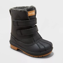 Cat & Jack Toddler Winter Boots Faux Shearling Waterproof Hook Closure Black