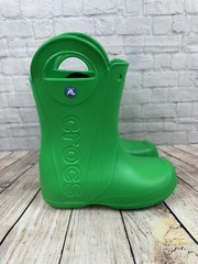 CROCS Handle It Rain Boot Youth Junior J-3 Green Lightweight Waterproof 12803
