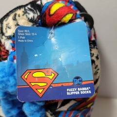 Superman Slipper Socks Child M/L Shoe Sz 13-4 Hero Superhero Fuzzy Babba NWT