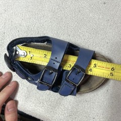 Tula Sandals Kids Size 5 Blue Strappy Leather Buckle Cork Footbed Walking Summer