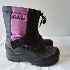 Cabela’s Youth Snow Boots 3 Black Purple Removable Wool Sock