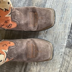 Ariat Pete Kids Western Boots Size 2 Wide Square Toe Orange Tan Leather 10015393
