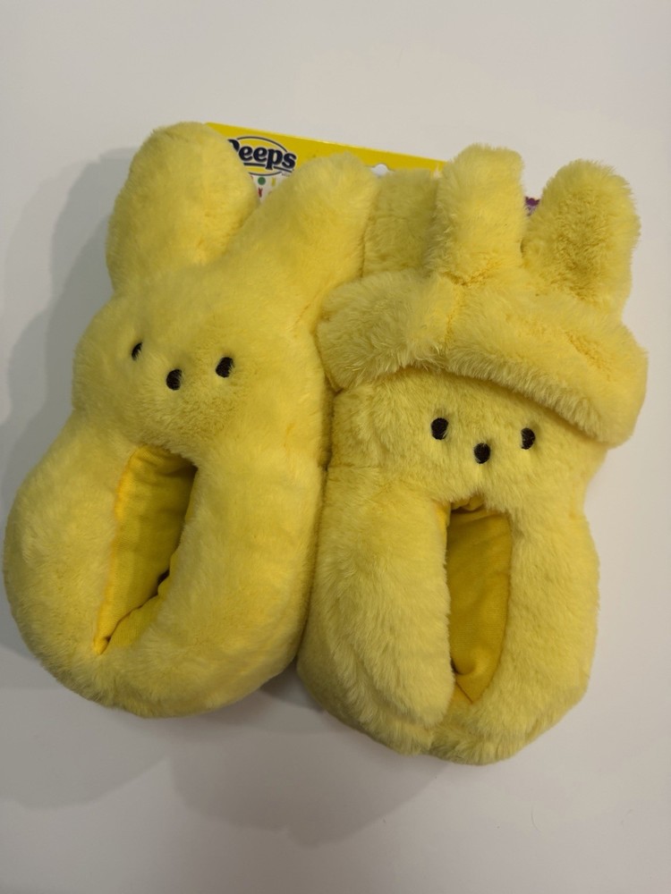 Peeps Easter Plush Yellow Bunny Slippers Headband Med 13-1 Boys Girls