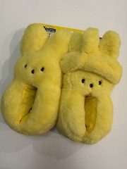 Peeps Easter Plush Yellow Bunny Slippers Headband Med 13-1 Boys Girls