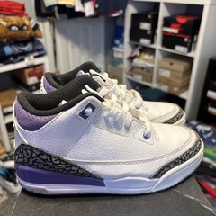 Nike Air Jordan Retro 3 Dark Iris PS Size 2Y DM0966-105 White Purple