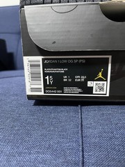 Jordan 1 Low OG SP (PS) Black Phantom Suede Sneaker 1.5Y DO5442-001 Kids