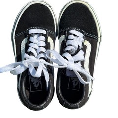 Vans Old Skool Black White Suede Canvas Low Top Skate Shoes Sneakers EUC