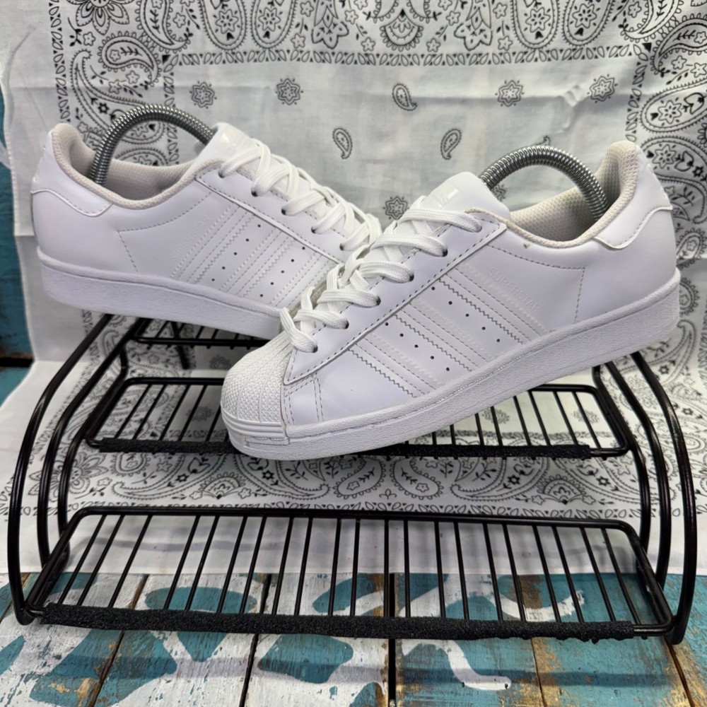 Adidas Superstar Big Kids‘ Shoes White EF5399 Youth Sz 4/Womans Sz 5.5 EUC